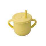 Tasse en silicone avec poignées et paille, jaune pâle, 200 ml, Oaki