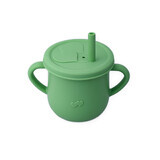 Tasse en silicone avec poignées et paille, vert pâle, 200 ml, Oaki