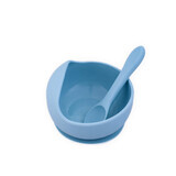 Bowl with suction cup and silicone spoon, Bleu, Oaki