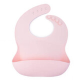 Bavoir réglable en silicone souple, rose pâle, Oaki