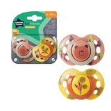 Leuke orthodontische fopspenen, 6 - 18 maanden, Oranje/Geel, 2 stuks, Tommee Tippee