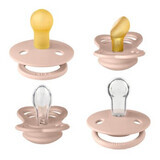 Set 2 ciucci in lattice + 2 ciucci in silicone Collezione Try-it, 0 mesi+, Blush, 4 pezzi, Bavaglini