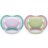 Succhietti Philips Avent Ultra Air, 0-6 mesi, 2 pezzi, Viola e Verde, SCF085/24, Philips