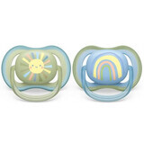 Philips Avent Ultra Luchtfopspenen, 0-6 maanden, 2 stuks, Zon en Regenboog, SCF085/58, Philips