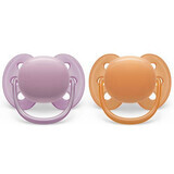 Sucettes ultra douces Philips Avent, 6-18 mois, 2 pièces, rose et orange, SCF091/33, Philips