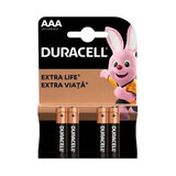 AAA Extra Life batterijen, 4 stuks, Duracell