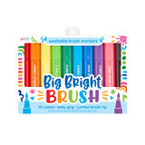 Carioci lavabile cu pensula Big Bright Brush, 10 culori, Ooly