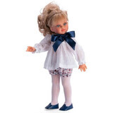 Sabrina Blonde pop met wit shirt met strik, +3 jaar, 40 cm, Asivil