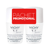 Pacchetto deodorante roll-on antitraspirante senza profumo 48h, 50 ml + 50 ml, Vichy