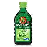 Omega 3 levertraan, vitamine A-D-E, groene appelsmaak, 250 ml, Moller's