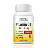 Vitamine D3+K2+Ca+Mg Complex, 30 capsules, Zenyth