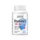 Vitamine C +D3 +Zn, 60 gélules, Zenyth