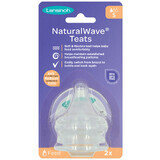 Lansinoh mOmma, NaturalWave flessenspeen, siliconen, free flow, 0-3 maanden, 2 stuks