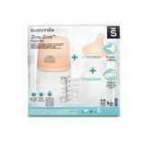 Suavinex Zero Zero set, antikrampjesfles, met verstelbare doorstroomspeen en reservezakje, vanaf de geboorte, 180 ml