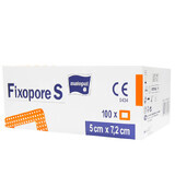 Matopat Fixopore S, zelfklevend verband, vlies, steriel, met absorberend kompres, 5 cm x 7,2 cm, 100 stuks