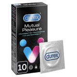 Durex Mutual Pleasure, condooms met glijmiddel, geribbeld met bies, 10 stuks