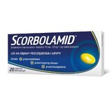 Scorbolamide 300 mg +100 mg + 5 mg, 20 irritated tablets