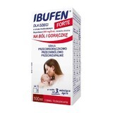 Ibufen voor baby's Forte aardbeiensmaak 200 mg/ 5 ml, orale suspensie vanaf 3 maanden, 40 ml