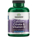 Swanson Calcium Citraat &amp; Vitamine D, calcium met vitamine D3, 250 tabletten