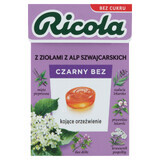 Ricola zwarte vlierbes, Zwitsers kruidensnoepje, suikervrij, 27,5 g