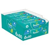 Pampers Fresh Clean, vochtige doekjes, 6 x 80 stuks