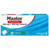 Maalox 400 mg + 400 mg, 20 tablets