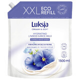 Luxja Crème &amp; Zacht, romige vloeibare zeep, hydraterend, lijnzaad- en rijstmelk, reserve, 1500 ml