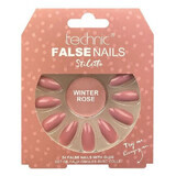 Set of 24 False Nails, Technic, False Nails, Squareletto, Winter Rose, Adhesive included