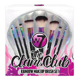 Set de 8 brochas de maquillaje, W7, The Clam Club Rainbow, bolsa de almacenamiento incluida