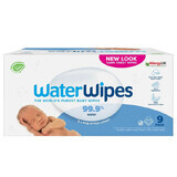 Salviettine umidificate biodegradabili per neonati, 9 x 60 pezzi, WaterWipes