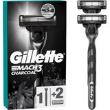 Afeitadora masculina Gillette Mach3 Charcoal + 2 cabezales de afeitado