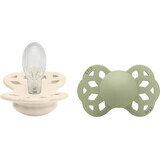 BIBS Symmetric Infinity silicone soothers, size 2, Ivory / Sage 2 pcs