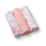 Muslineluiers, Roze, 3 stuks, Babyono