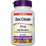 WEBBER NATURALS Zink 50 mg Citraat 1×180 tbl, voedingssupplement