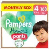 Pampers Harmonie Pants, pañales, talla 4, 9-15 kg, 168 piezas