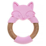 Bocioland, wooden-silicone teether, pink fox, from birth, 1 pc