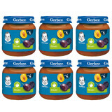 Coffret dessert Gerber, prunes, après 4 mois, 6 x 125 g