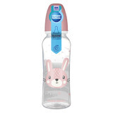 Canpol Babies, thin bottle, Cute animals, pink, from 12 months, 250 ml