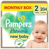 Pampers Harmonie, luiers, maat 2, 4-8 kg 204 stuks