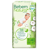 Bebem Natural, bamboe luiers, maat 1, pasgeboren, 2-5 kg, 40 stuks