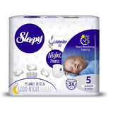 Baby diapers Night, Nr 5 Junior, 11-20 kg, 24 pieces, Sleepy