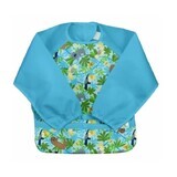 Bavaglino impermeabile con maniche e tasca reversibile, Aqua Sloth Jungle, 2-4 anni, Green Sprouts