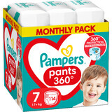 Pantaloni Pampers taglia 7, 114 pz.