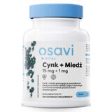 Osavi Zinc + cupru, 15 mg + 1 mg - 120 capsule vegane