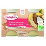 Dessert aux pommes, bananes et noix de coco, 2x130 gr, Babybio