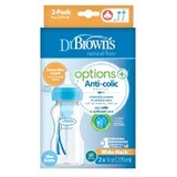 Confezione di biberon anticoliche con collo largo blu Options+, 270 ml, 2 pz, Dr Browns