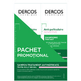 Pacchetto shampoo antiforfora per cuoio capelluto sensibile, Dercos, 2x200 ml, Vichy