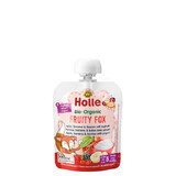 Biologische appel-, banaan- en bessenpuree met fruitige vossenyoghurt, 85g, Holle