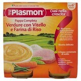 Piure Meniu din legume, vitel si faina de orez, 190 g, +6 luni, Plasmon