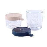 Set van twee ergonomische glazen containers, roze 150 ml en marineblauw 250 ml, Beaba